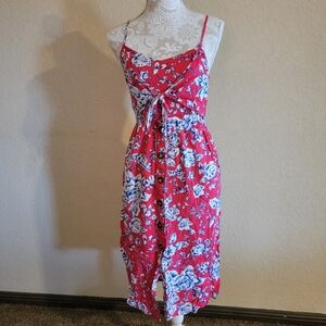 Mimi Chica Red Floral Tie Front Dress Sz S